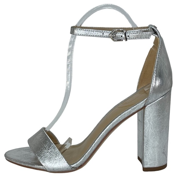 Sam Edelman Womens Yaro Block Heels Silver Metallic Size 8.5M - Picture 2 of 15